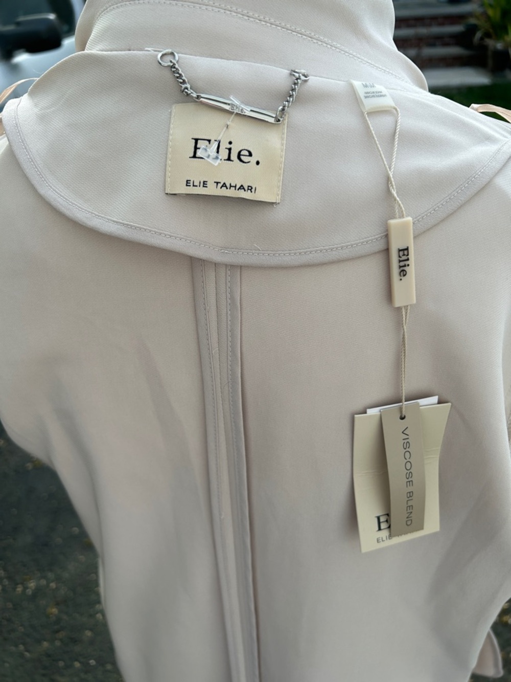 Elie Tahari Light Beige Long Open Blazer - Picture 5 of 6